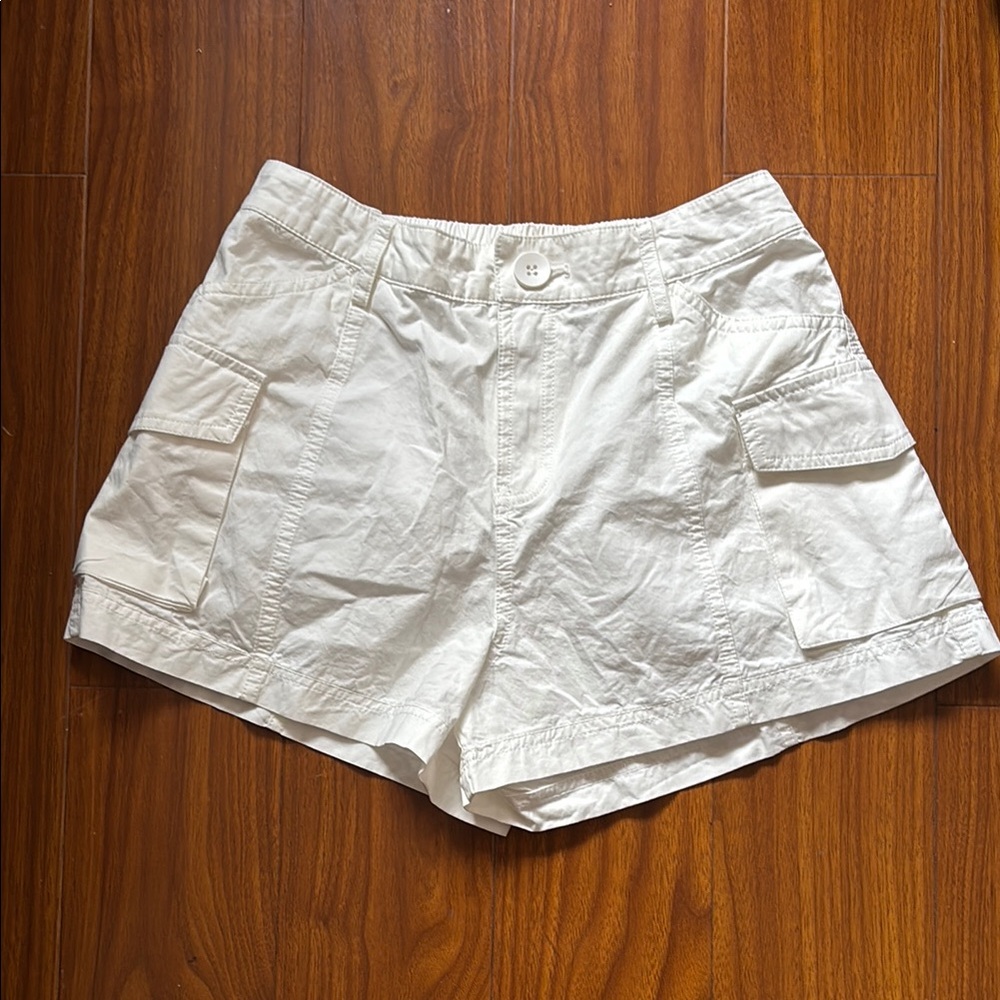 Princess Polly White High Waisted Cargo Shorts